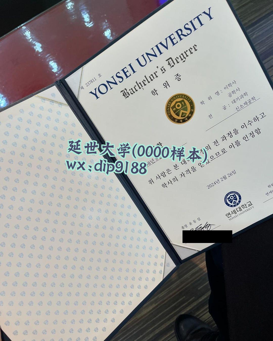 延世大学学历0000毕业证样本图