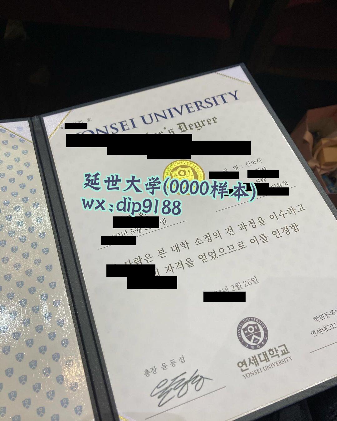 延世大学学历0000毕业证样本图
