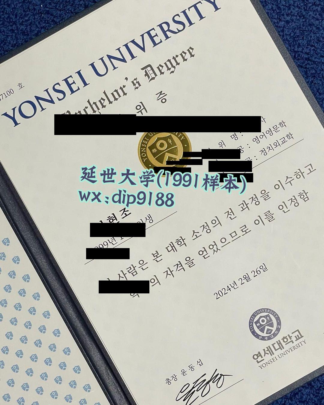 延世大学学历1991毕业证样本图