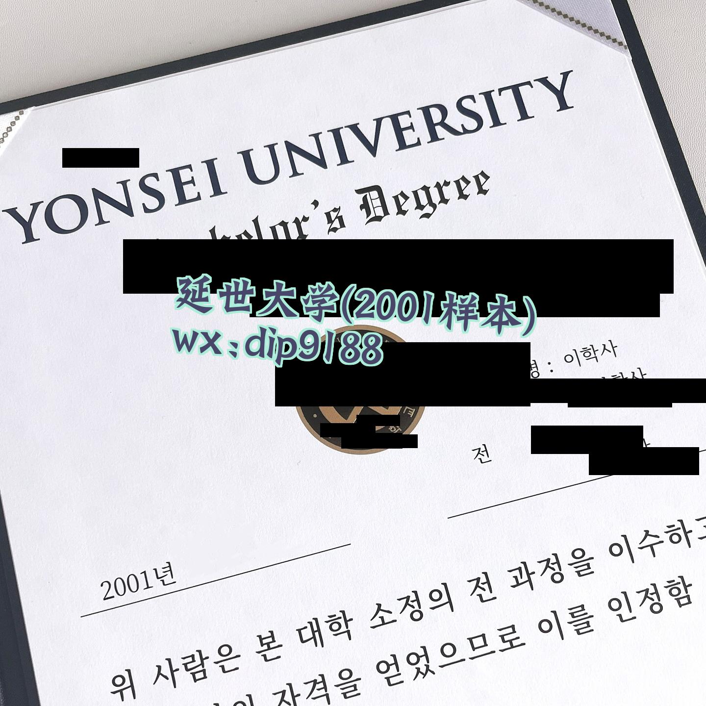 延世大学学历2001毕业证样本图