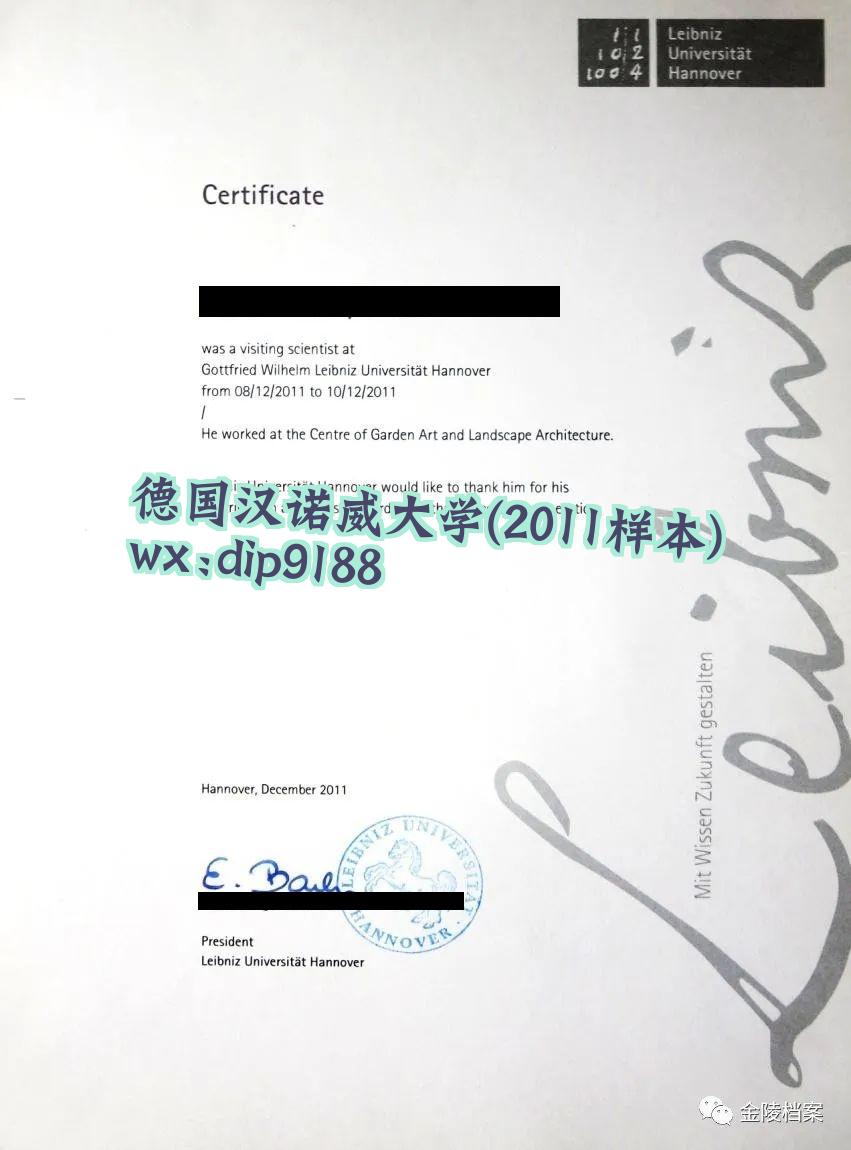 德国汉诺威大学学历2011毕业证样本图