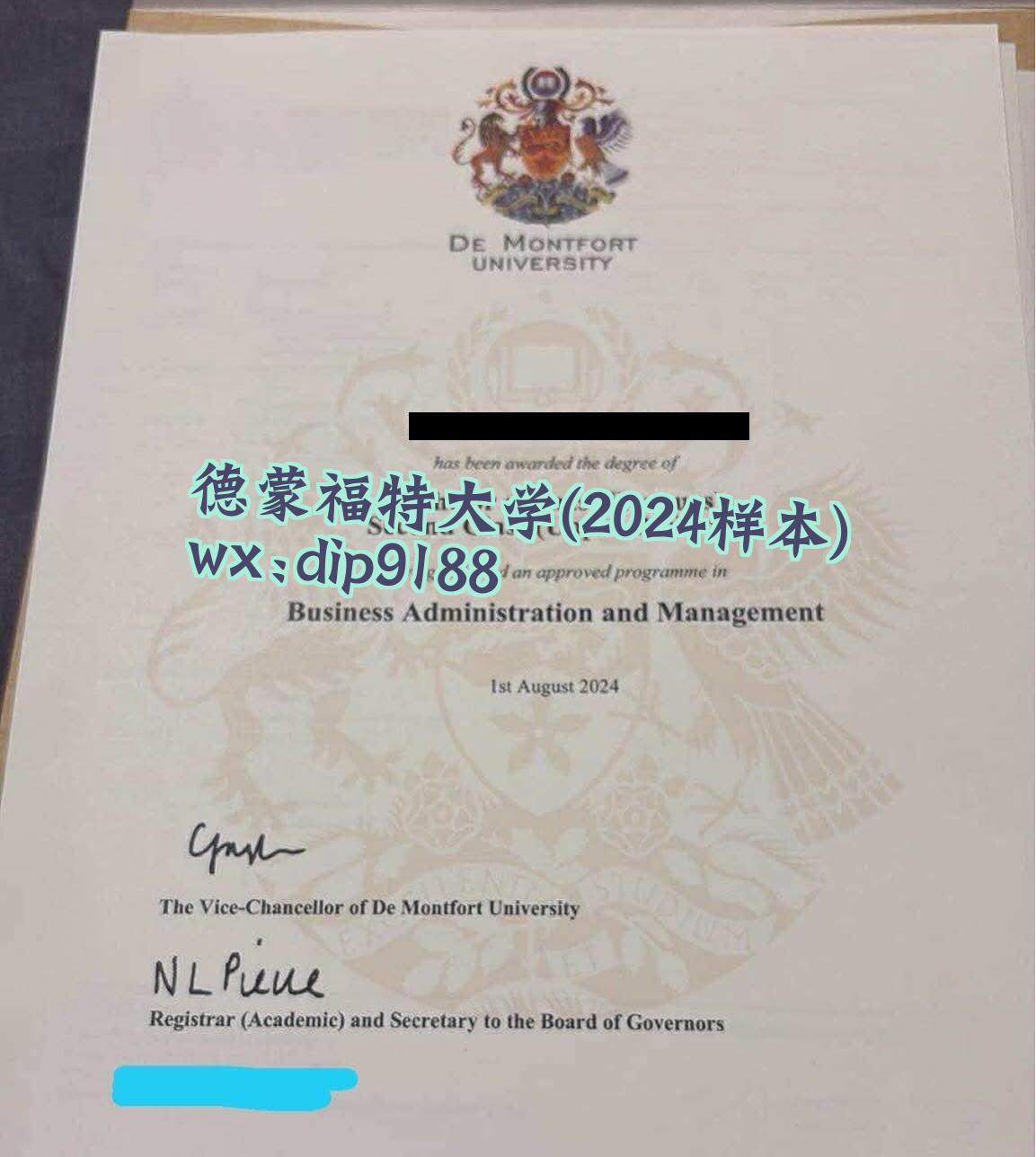 德蒙福特大学学历2024毕业证样本图