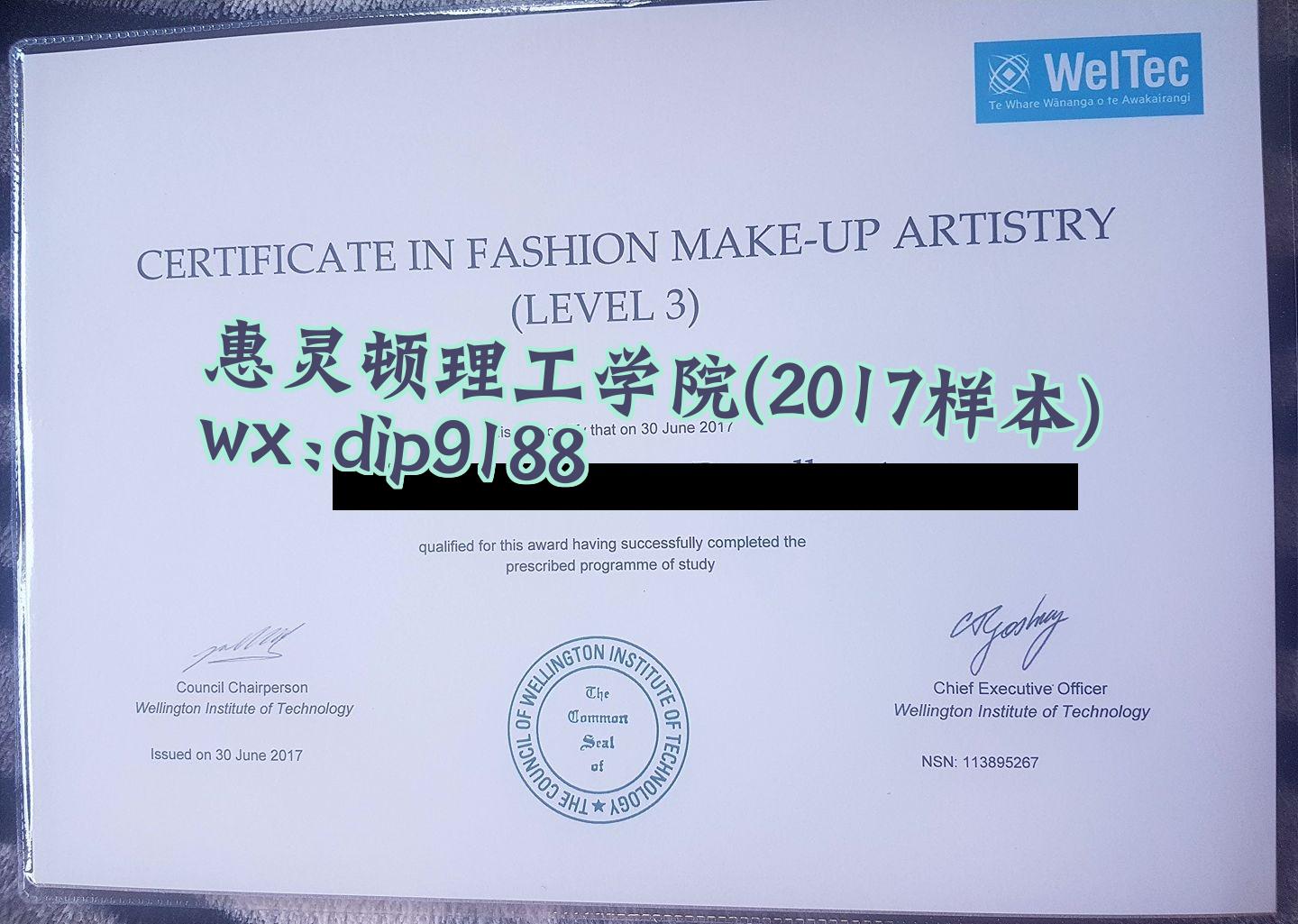 惠灵顿理工学院学历2017毕业证样本图