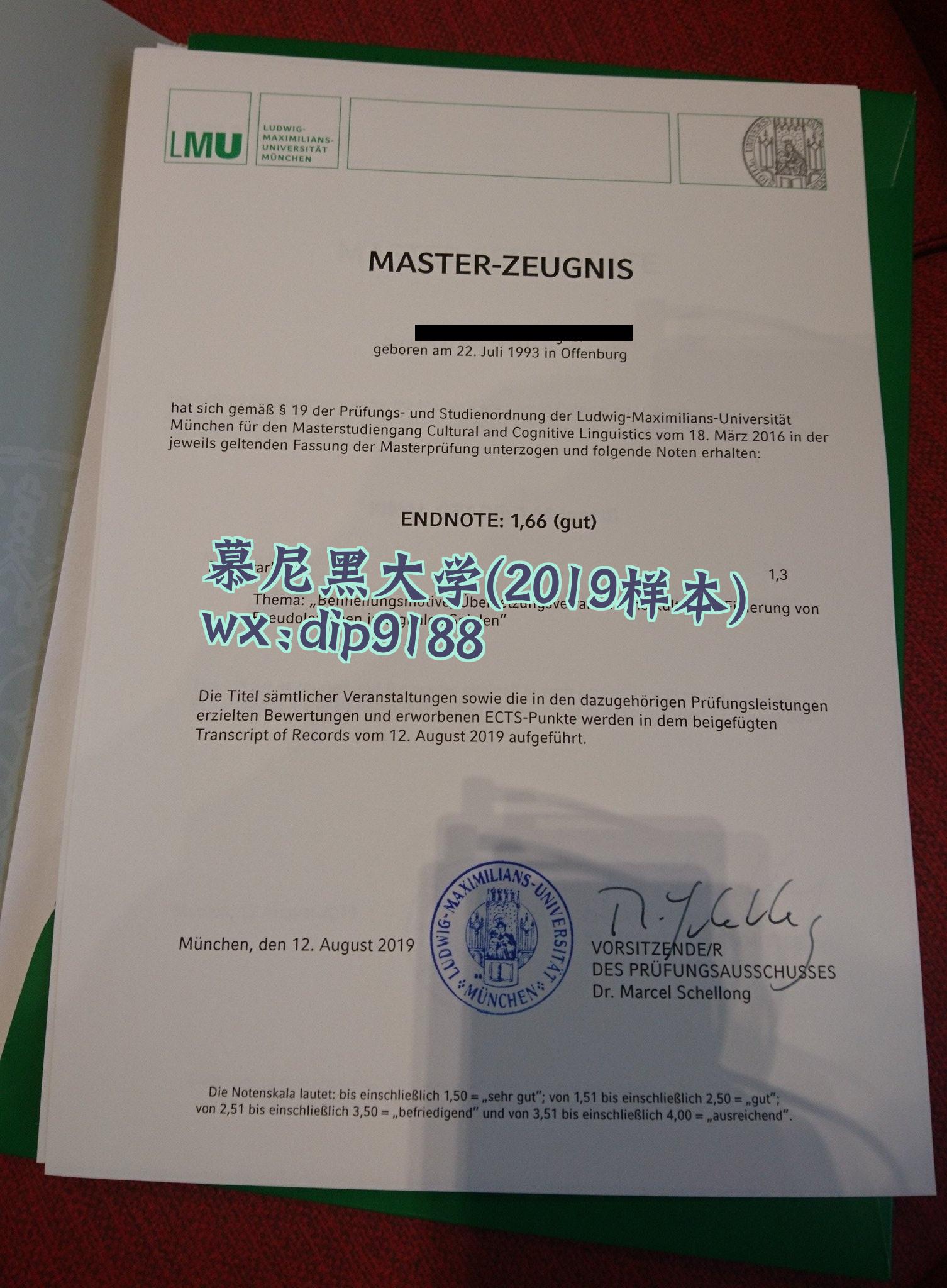 慕尼黑大学学历2019毕业证样本图