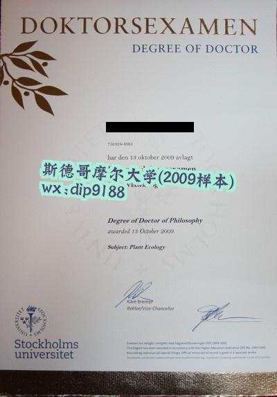 斯德哥摩尔大学学历2009毕业证样本图