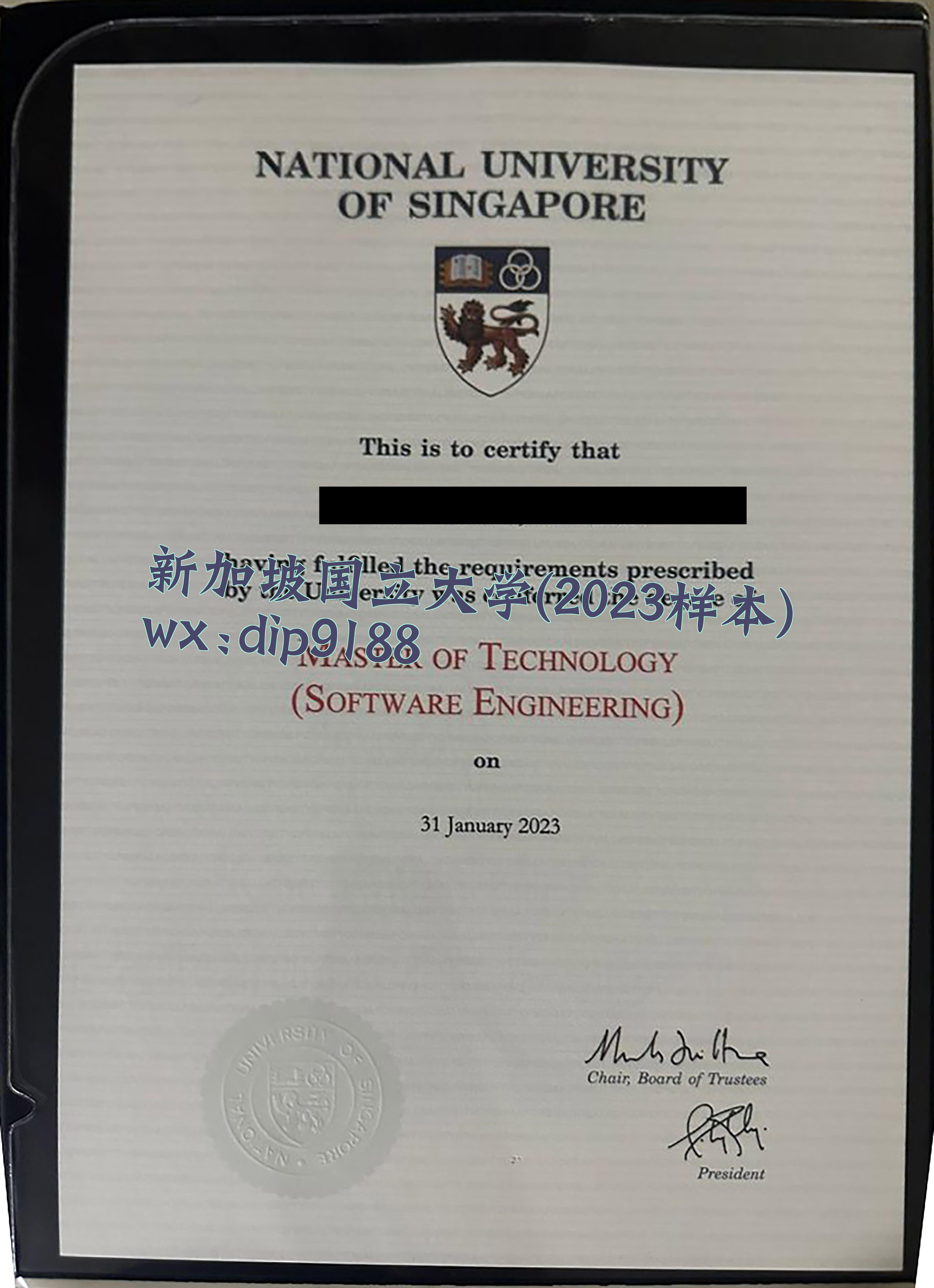 新加坡国立大学学历2023毕业证样本图
