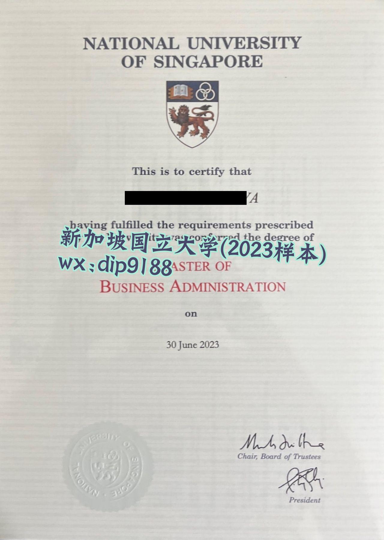 新加坡国立大学学历2023毕业证样本图