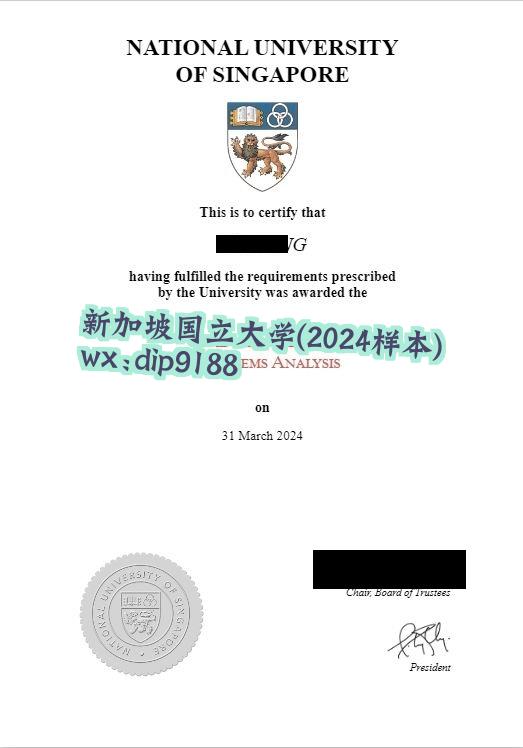 新加坡国立大学学历2024毕业证样本图
