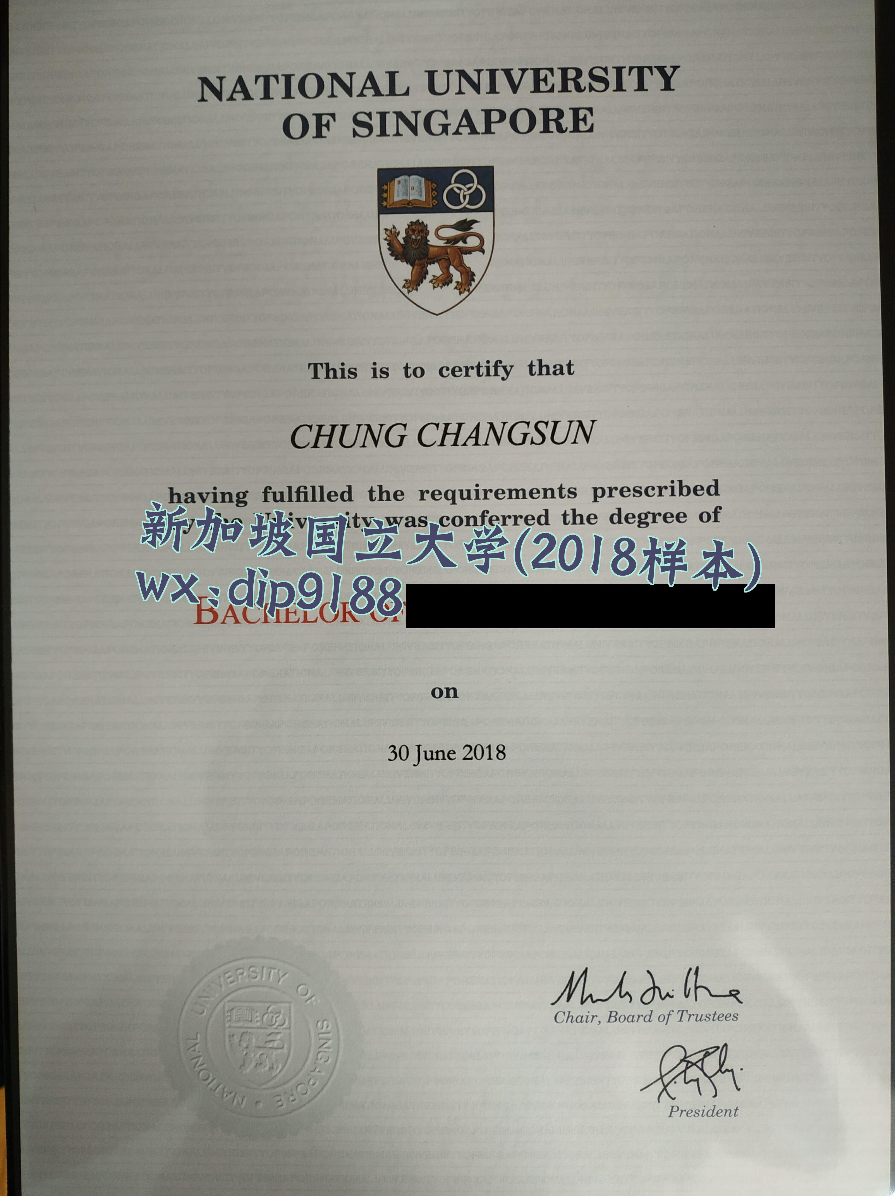 新加坡国立大学学历2018毕业证样本图