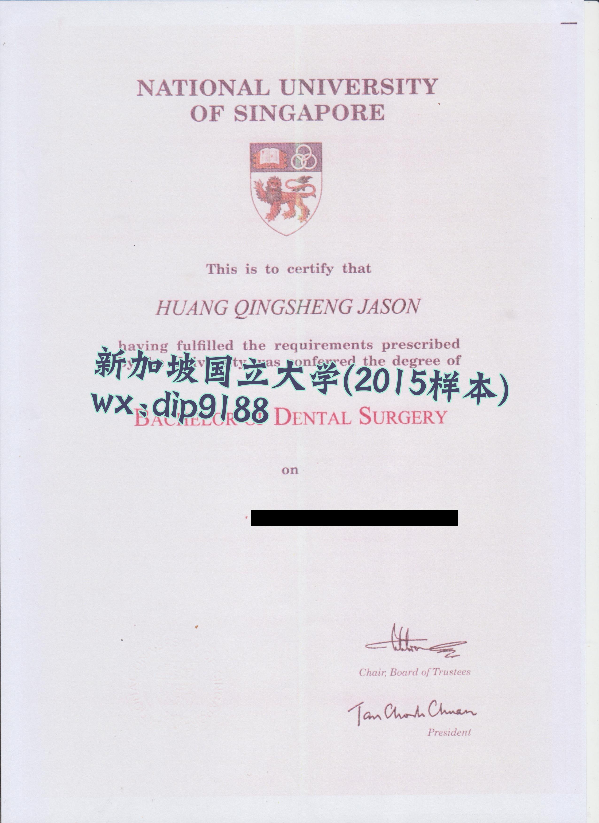 新加坡国立大学学历2015毕业证样本图