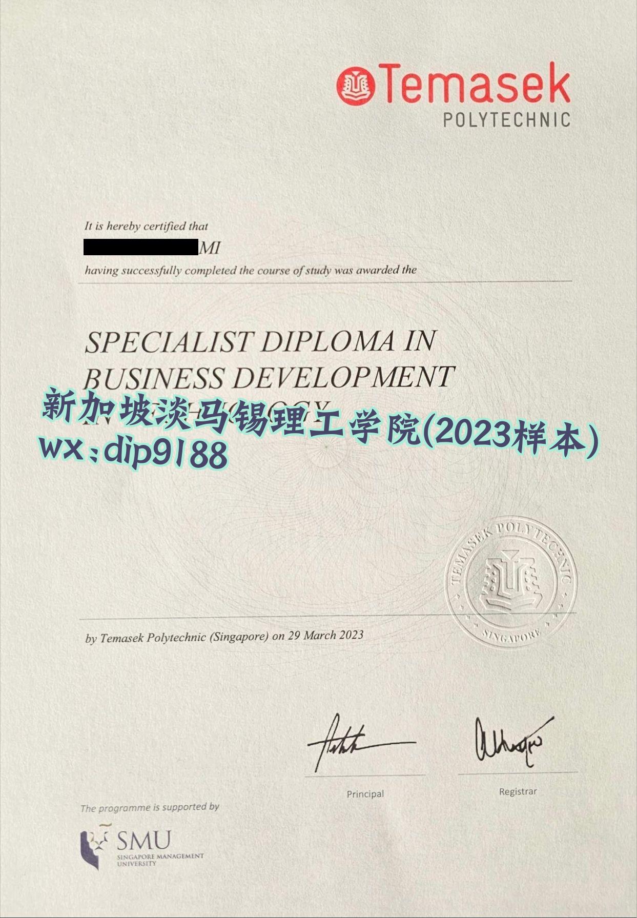 新加坡淡马锡理工学院学历2023毕业证样本图