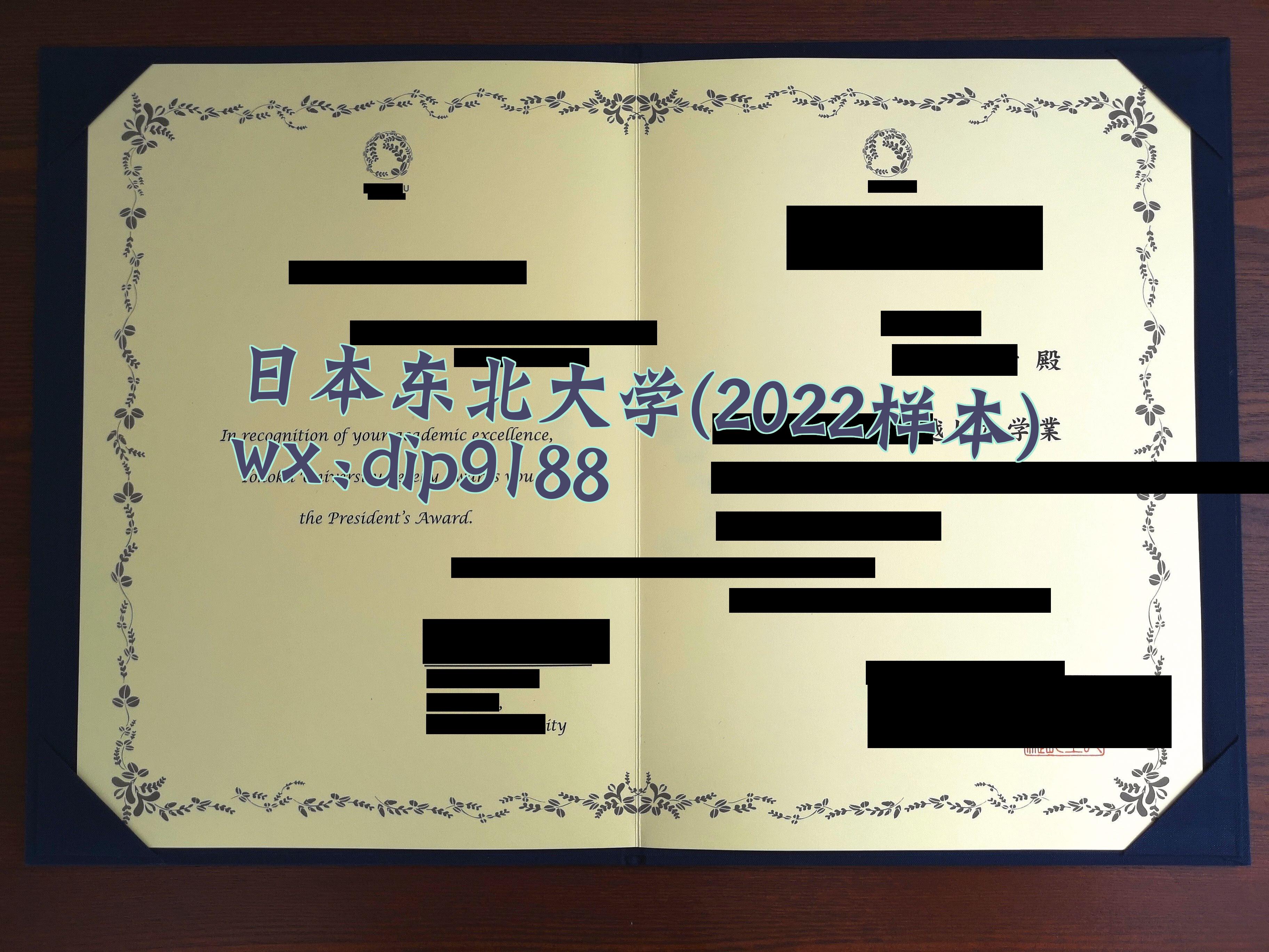 日本东北大学学历2022毕业证样本图