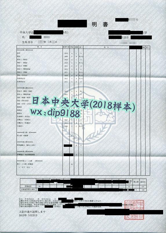 日本中央大学学历2018毕业证样本图