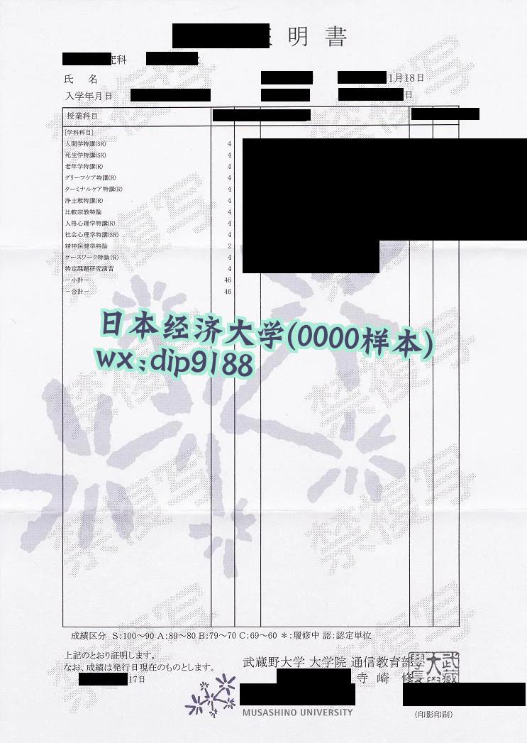 日本经济大学学历0000毕业证样本图