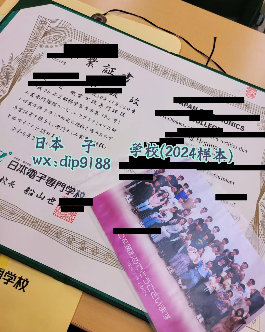 日本電子専門学校学历2024毕业证样本图