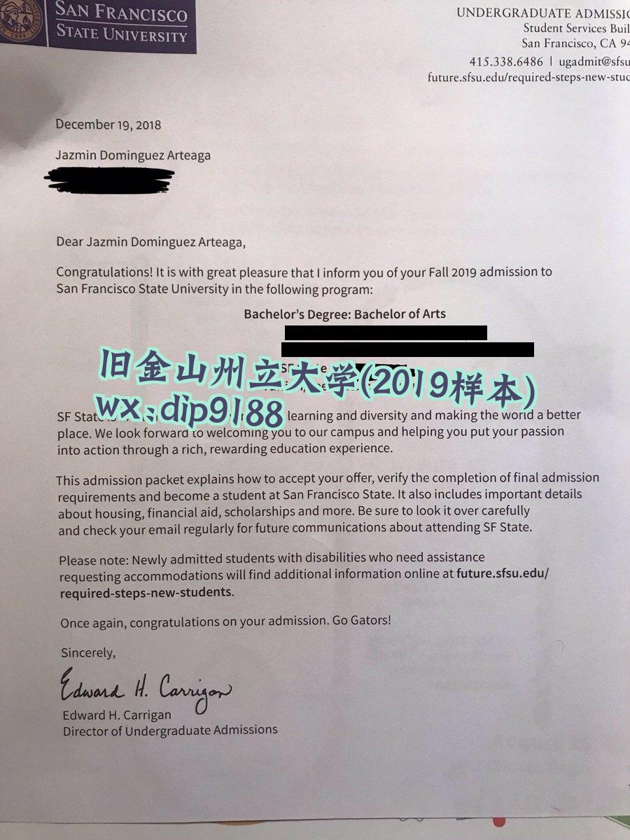 旧金山州立大学学历2019毕业证样本图