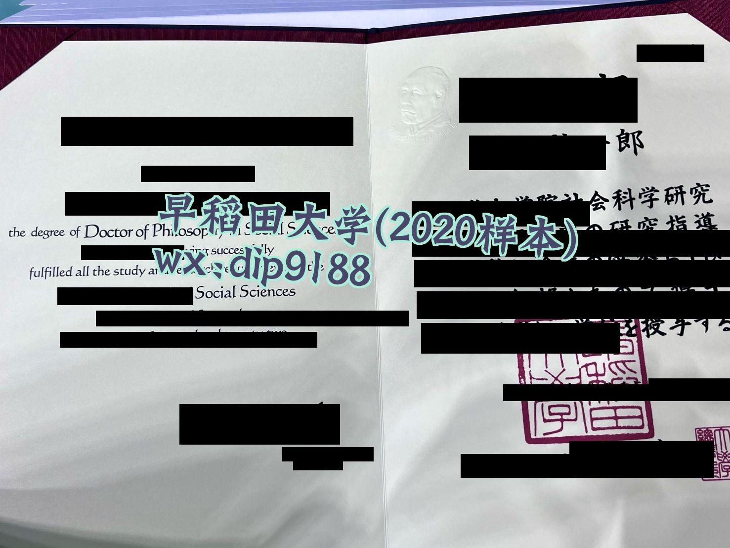 早稻田大学学历2020毕业证样本图