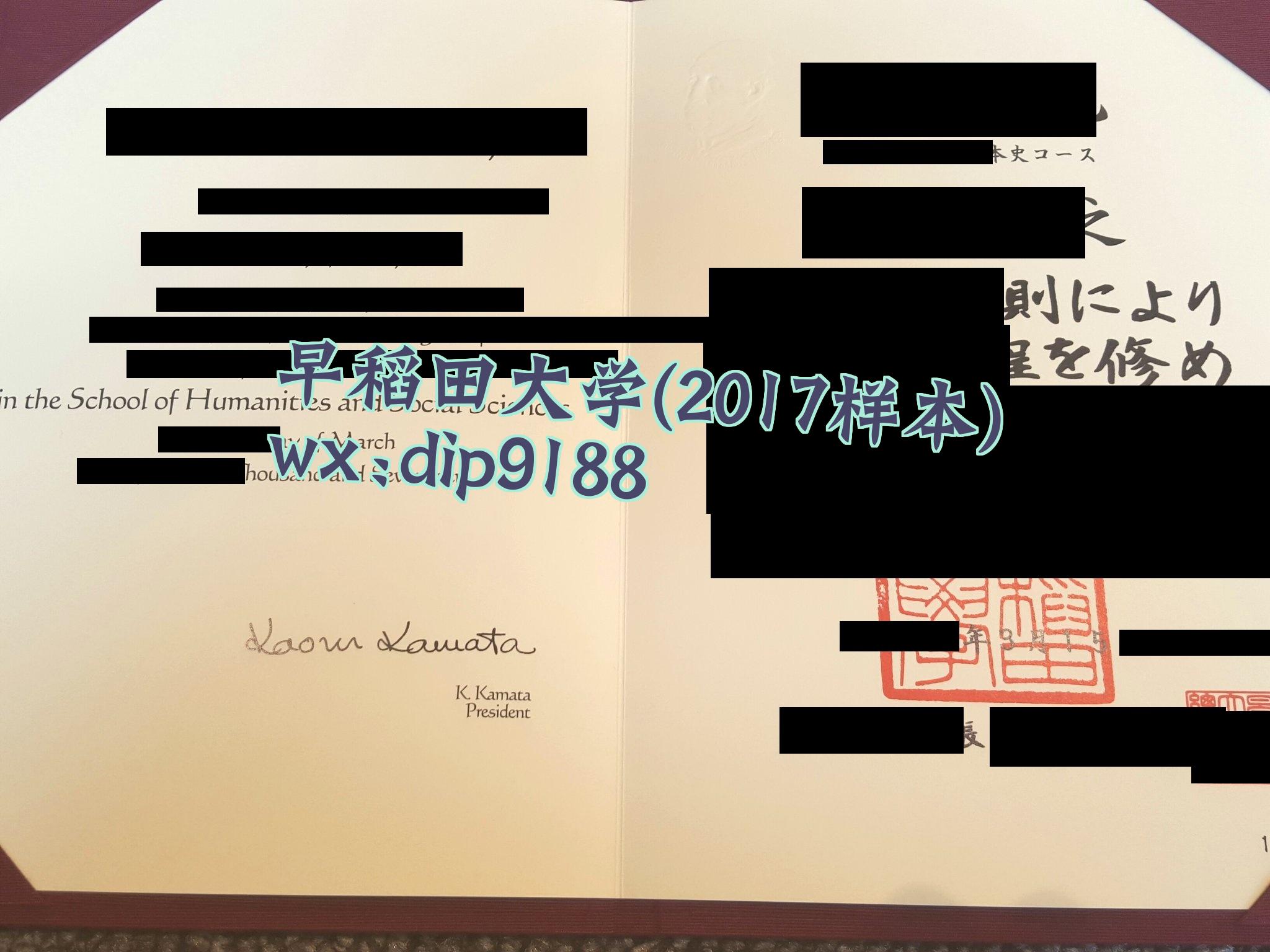 早稻田大学学历2017毕业证样本图