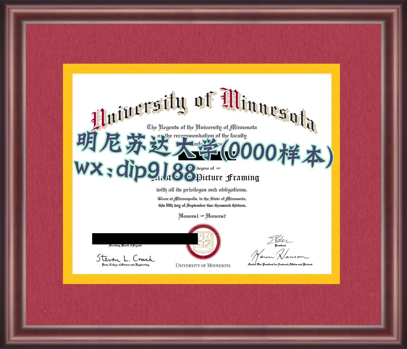 明尼苏达大学学历0000毕业证样本图