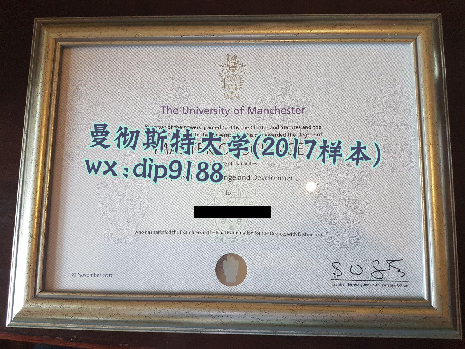 曼彻斯特大学学历2017毕业证样本图