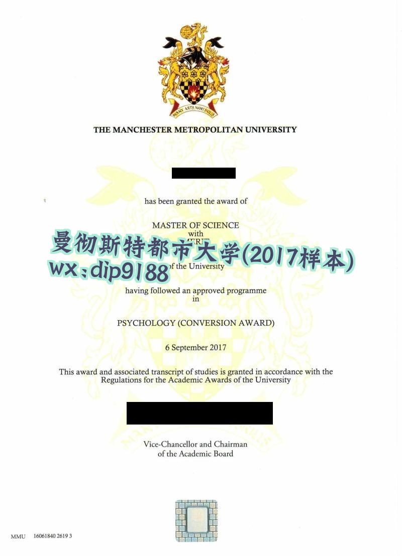曼彻斯特都市大学学历2017毕业证样本图