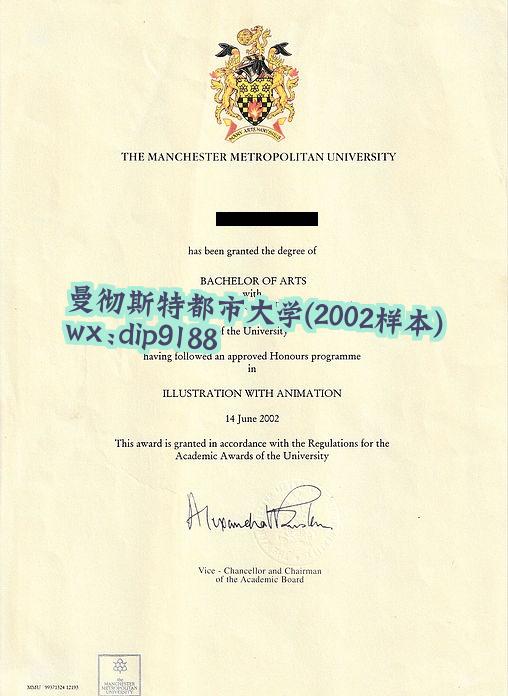 曼彻斯特都市大学学历2002毕业证样本图