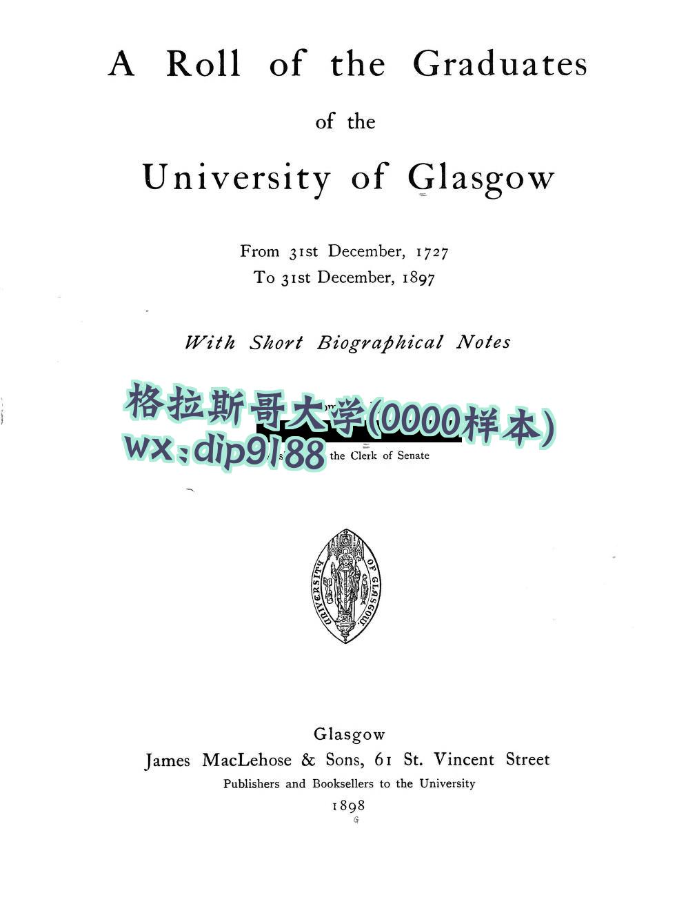 格拉斯哥大学学历0000毕业证样本图