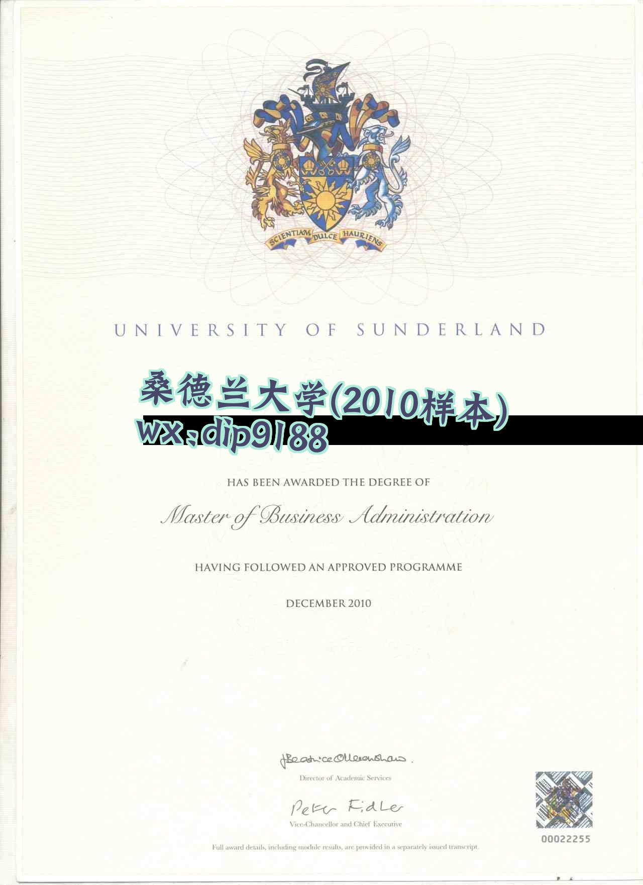 桑德兰大学学历2010毕业证样本图