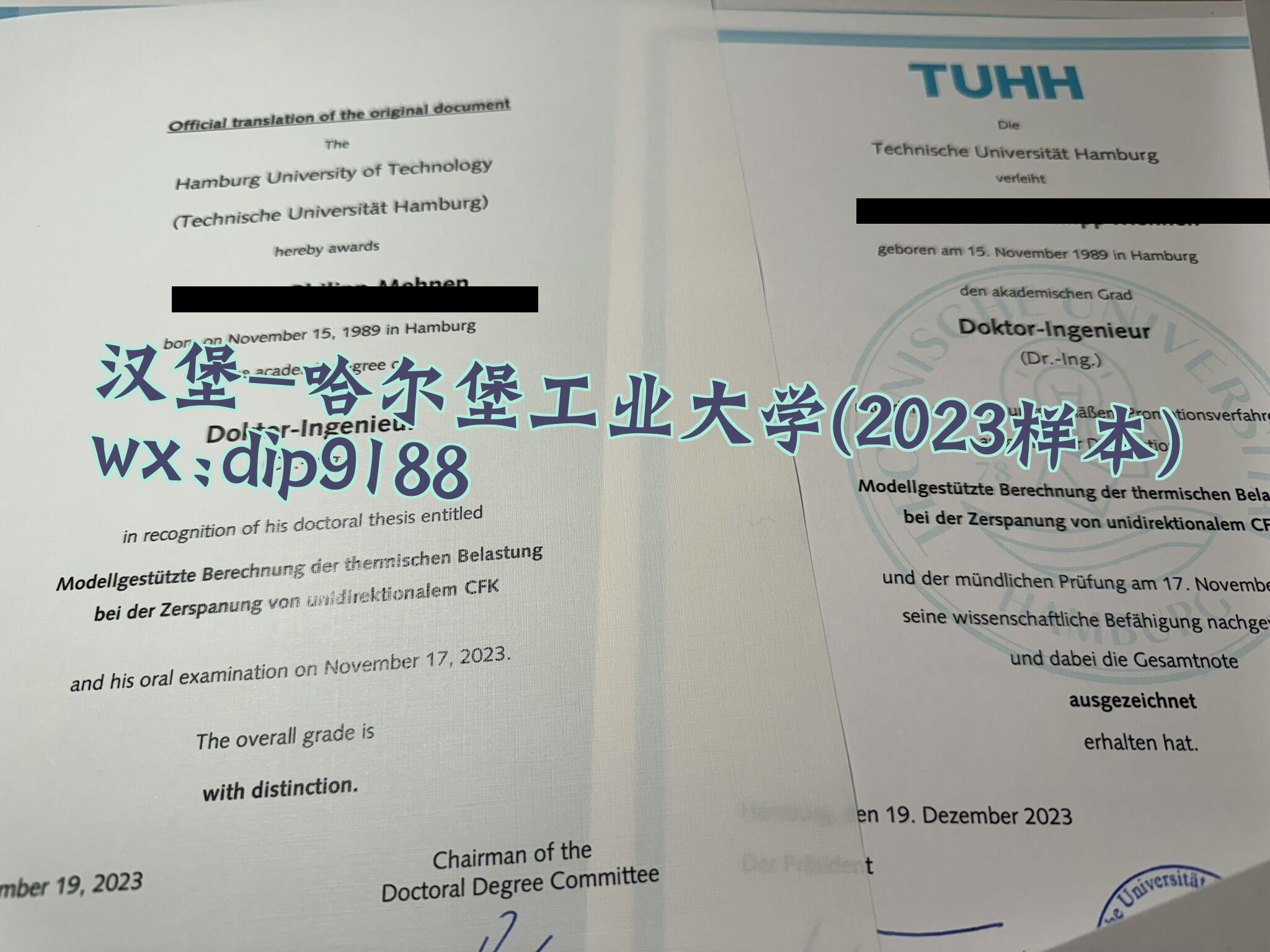 汉堡-哈尔堡工业大学学历2023毕业证样本图