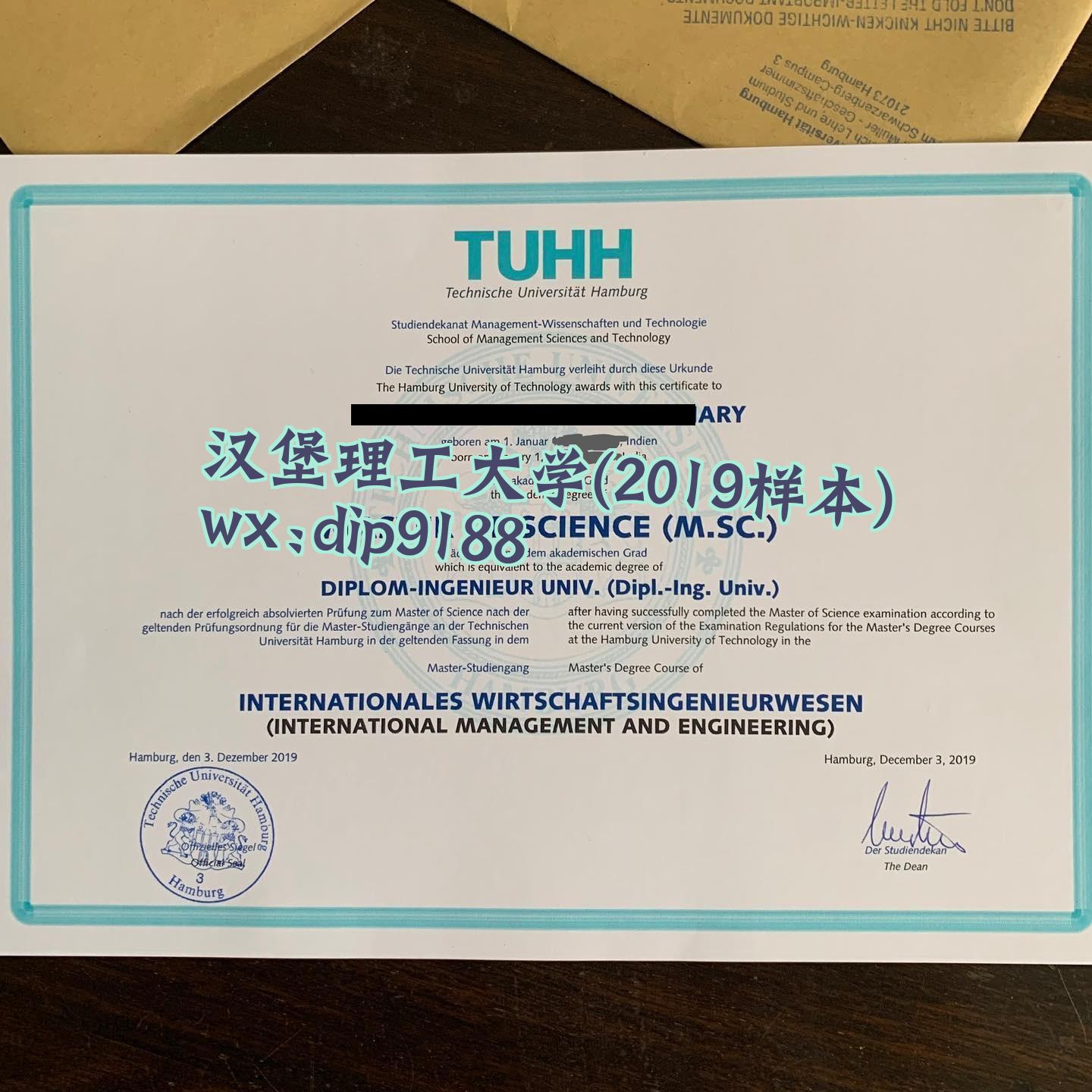 汉堡理工大学学历2019毕业证样本图