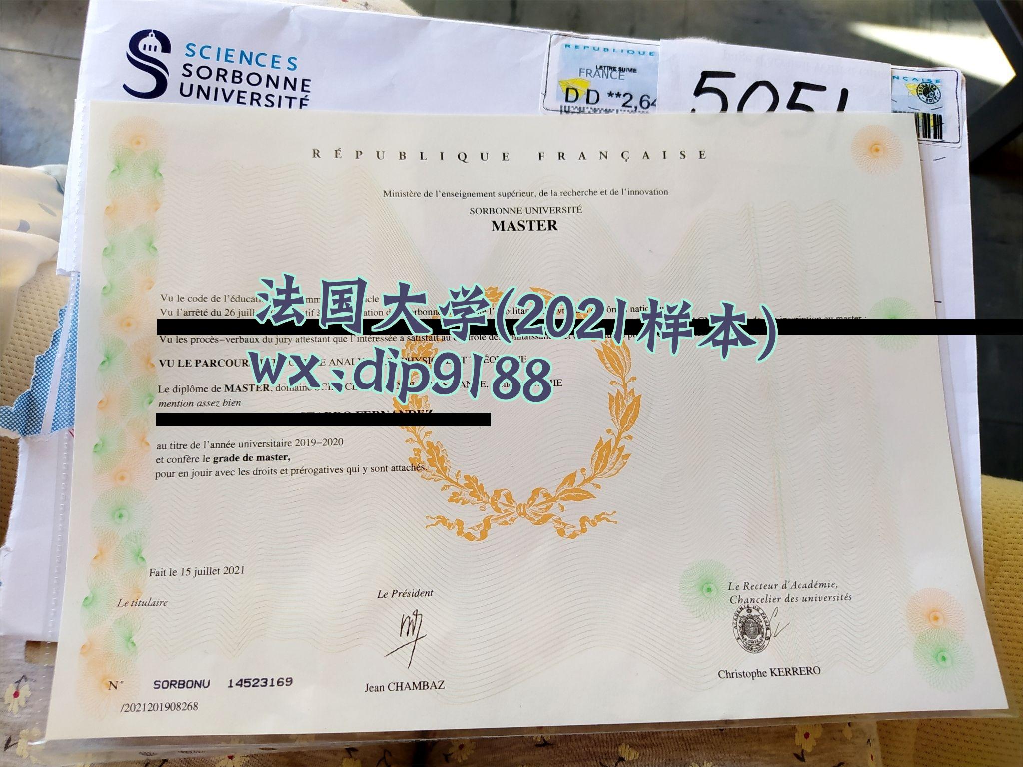 法国大学学历2021毕业证样本图
