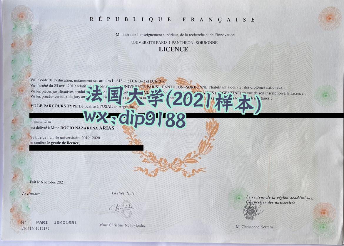 法国大学学历2021毕业证样本图