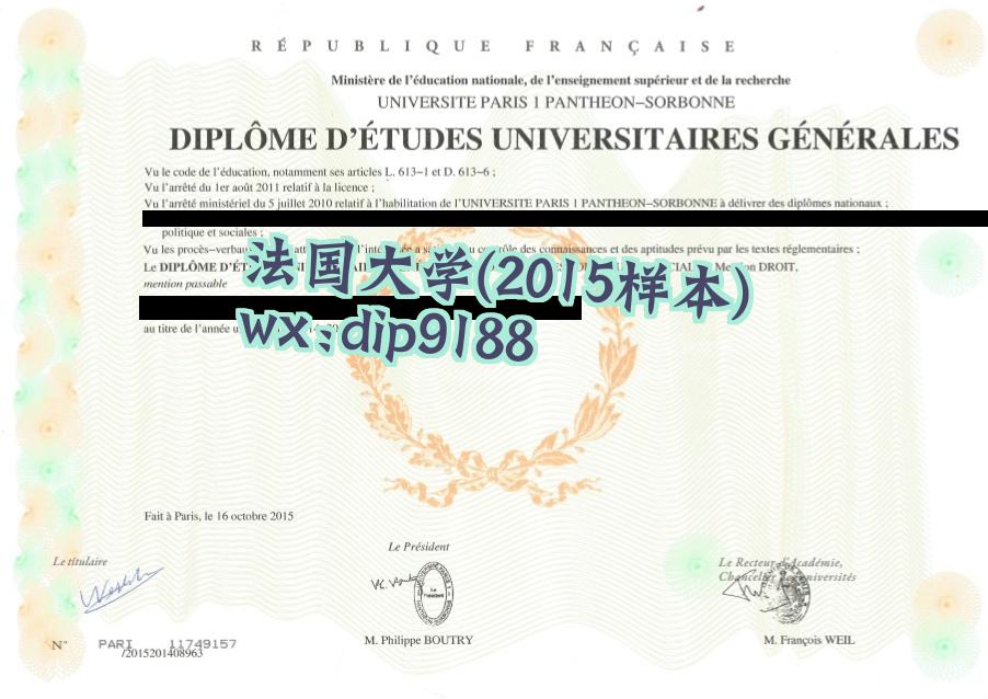法国大学学历2015毕业证样本图