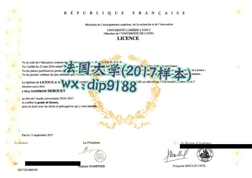 法国大学学历2017毕业证样本图