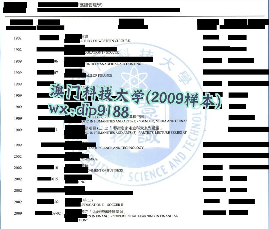 澳门科技大学学历2009毕业证样本图
