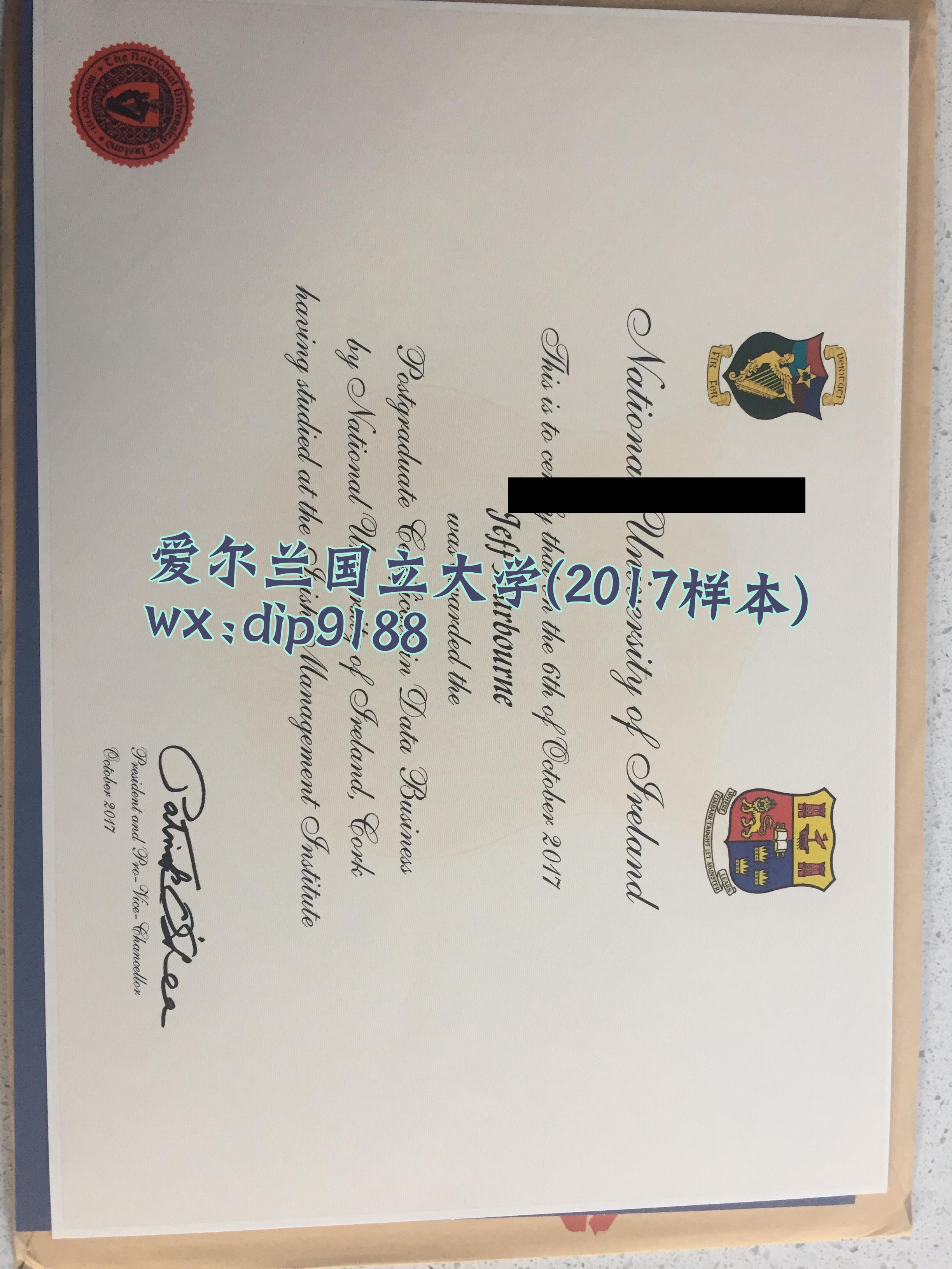 爱尔兰国立大学学历2017毕业证样本图
