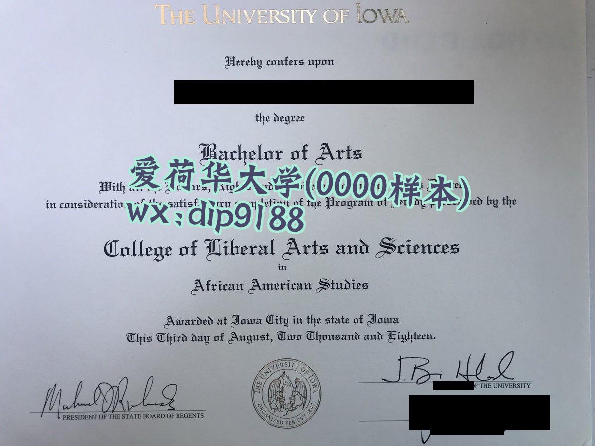 爱荷华大学学历0000毕业证样本图
