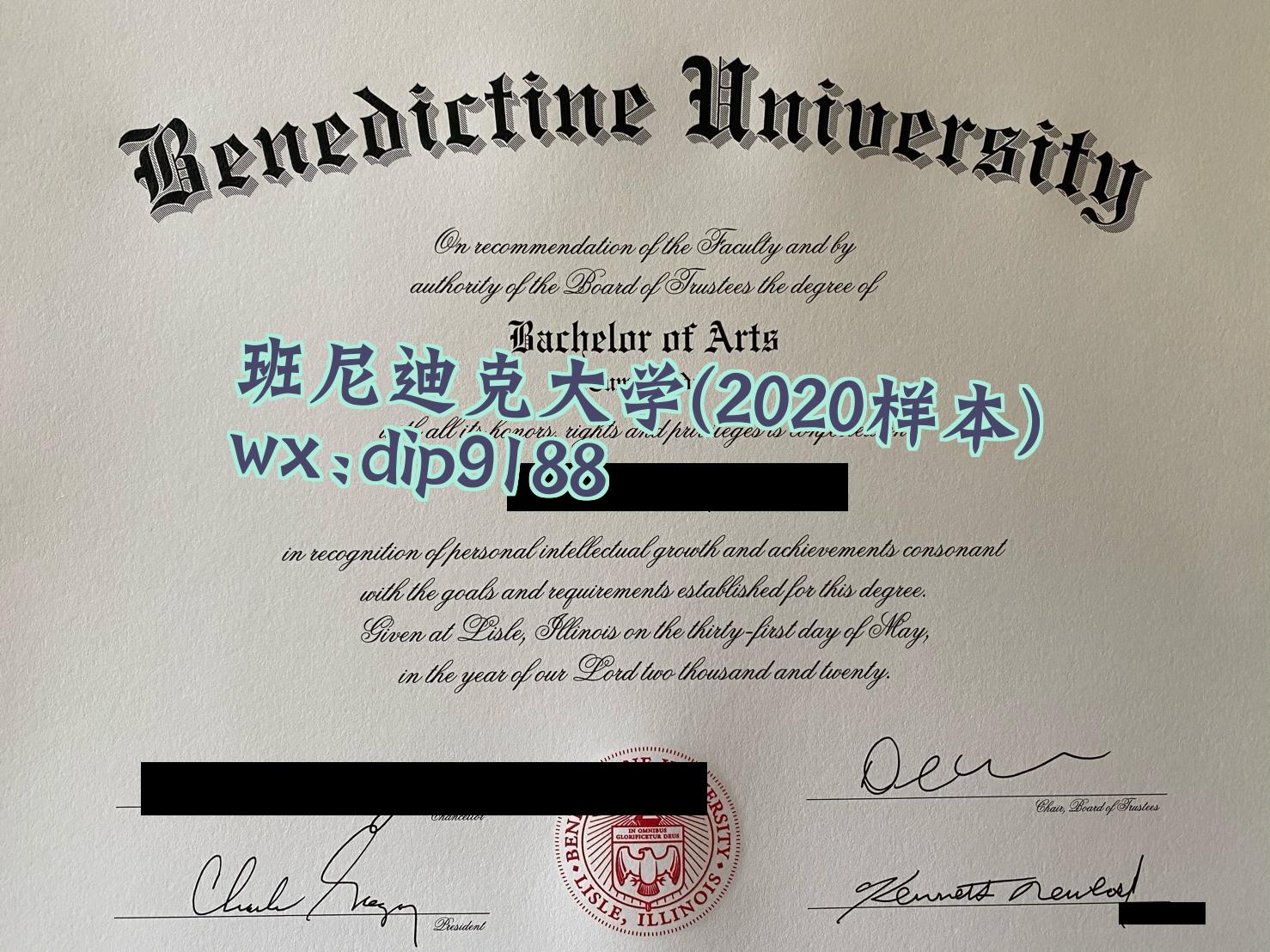 班尼迪克大学学历2020毕业证样本图