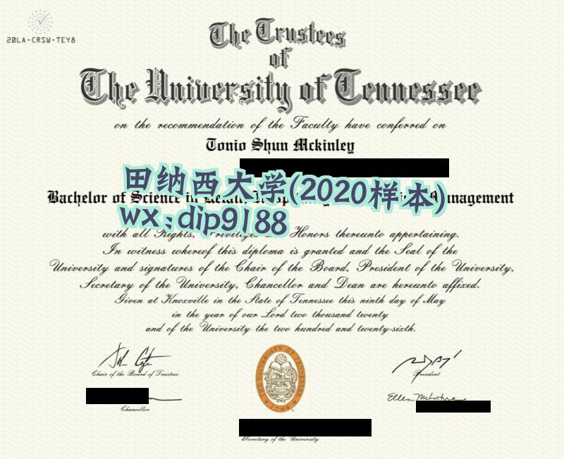 田纳西大学学历2020毕业证样本图