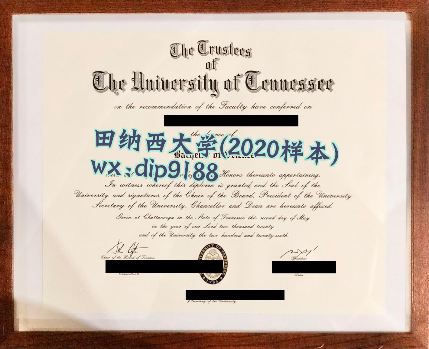 田纳西大学学历2020毕业证样本图