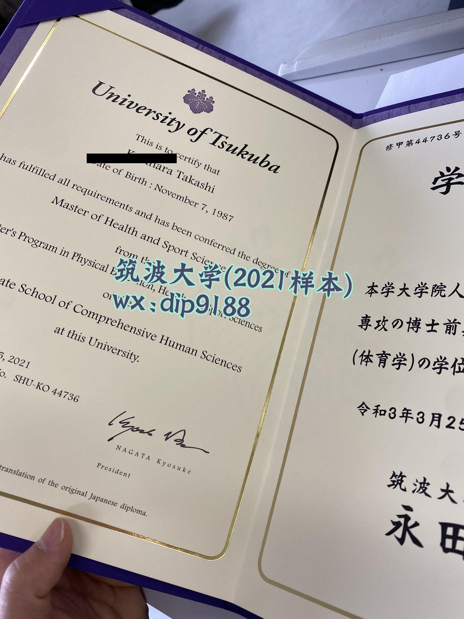 筑波大学学历2021毕业证样本图