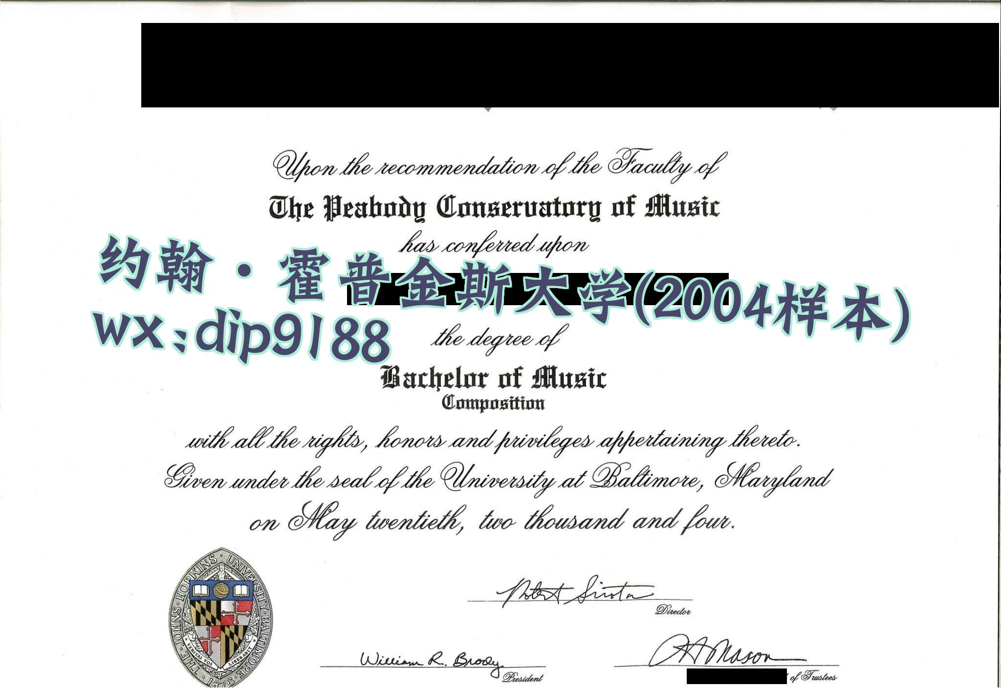 约翰·霍普金斯大学学历2004毕业证样本图