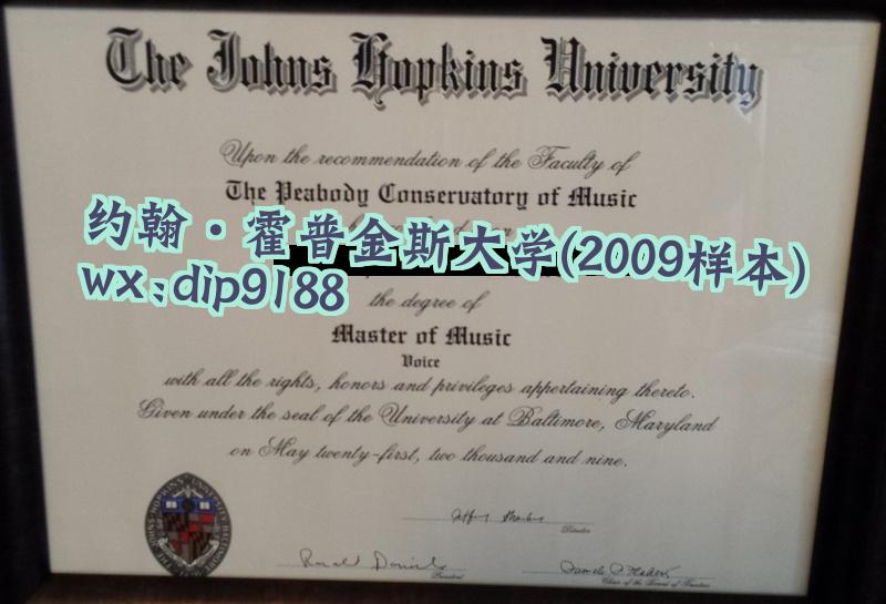 约翰·霍普金斯大学学历2009毕业证样本图
