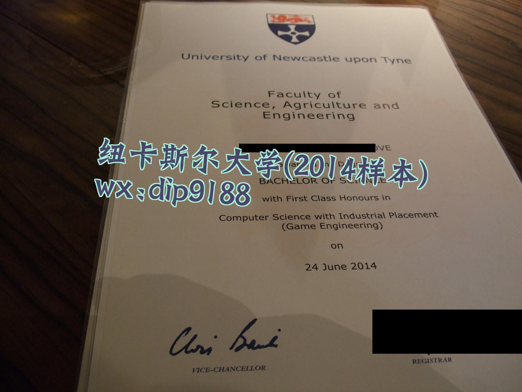 纽卡斯尔大学学历2014毕业证样本图