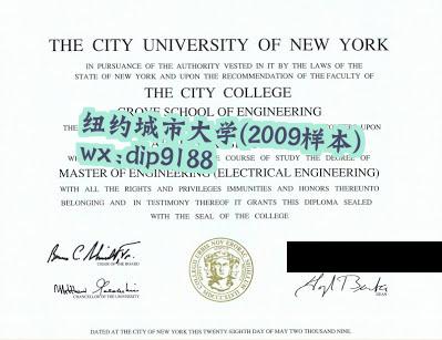 纽约城市大学学历2009毕业证样本图