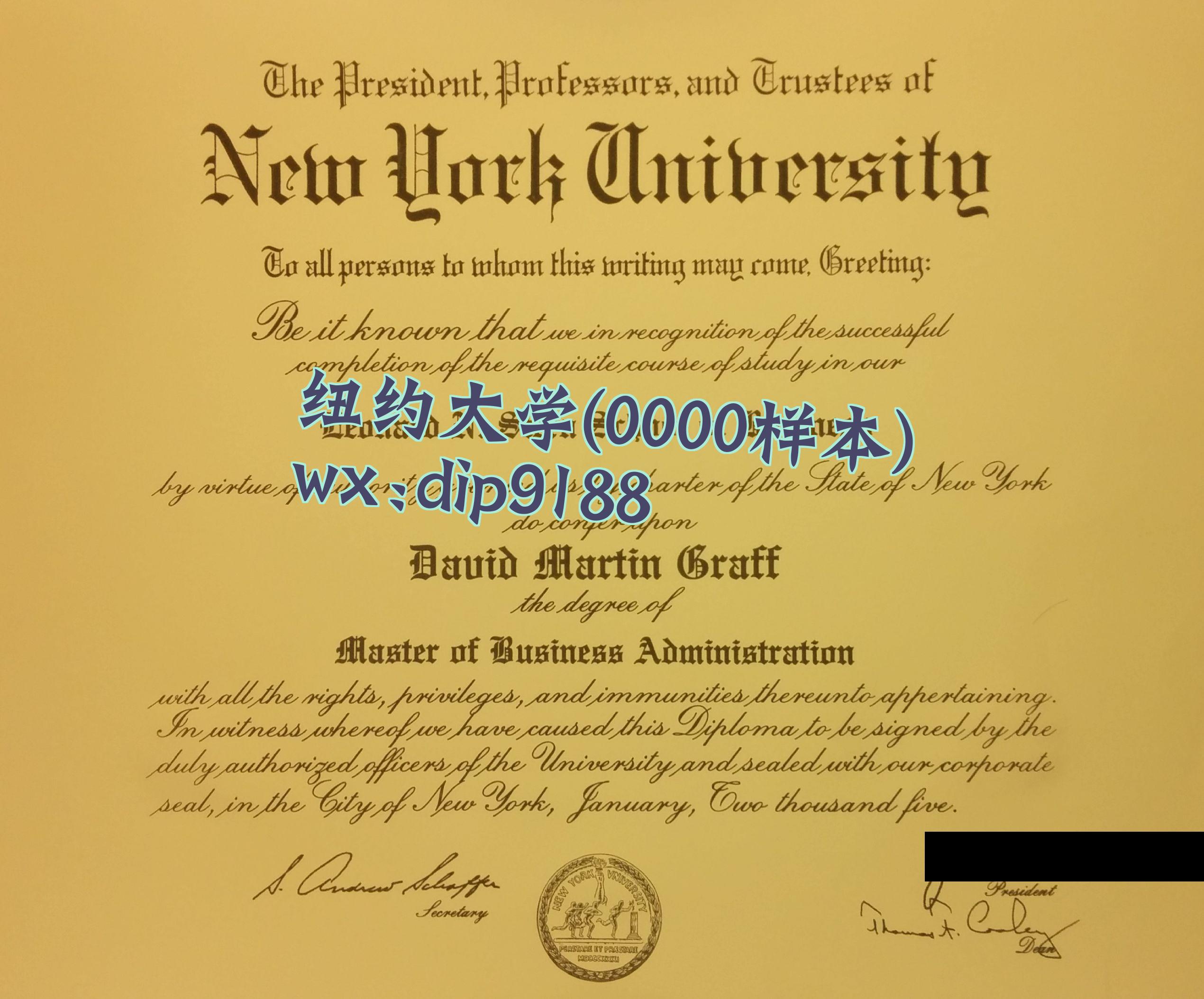 纽约大学学历0000毕业证样本图