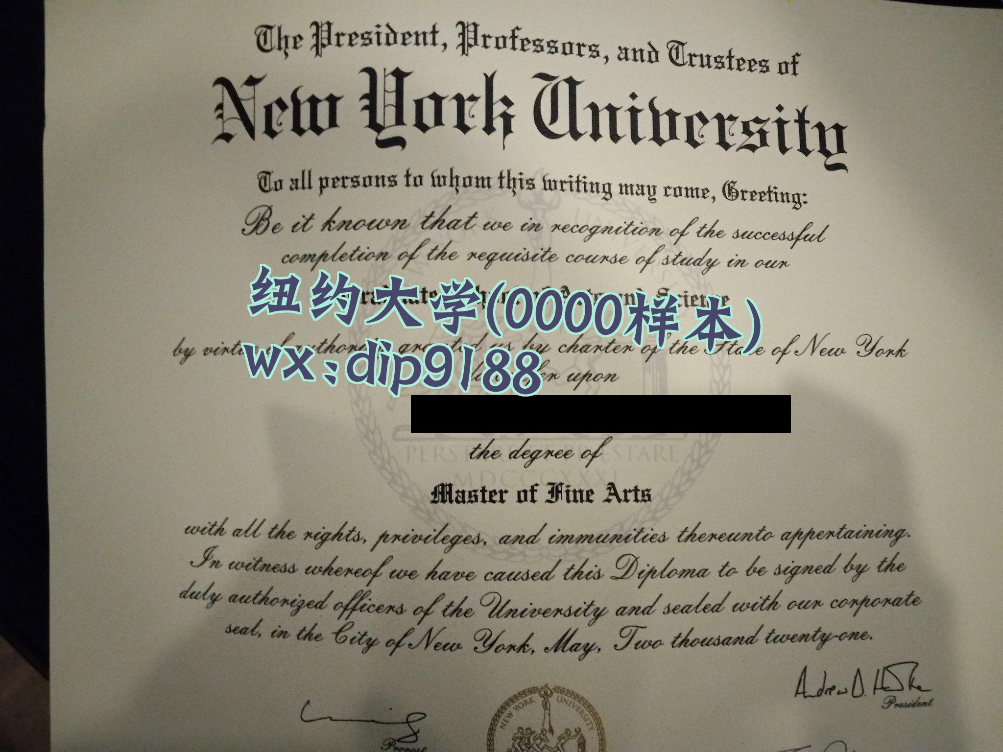 纽约大学学历0000毕业证样本图