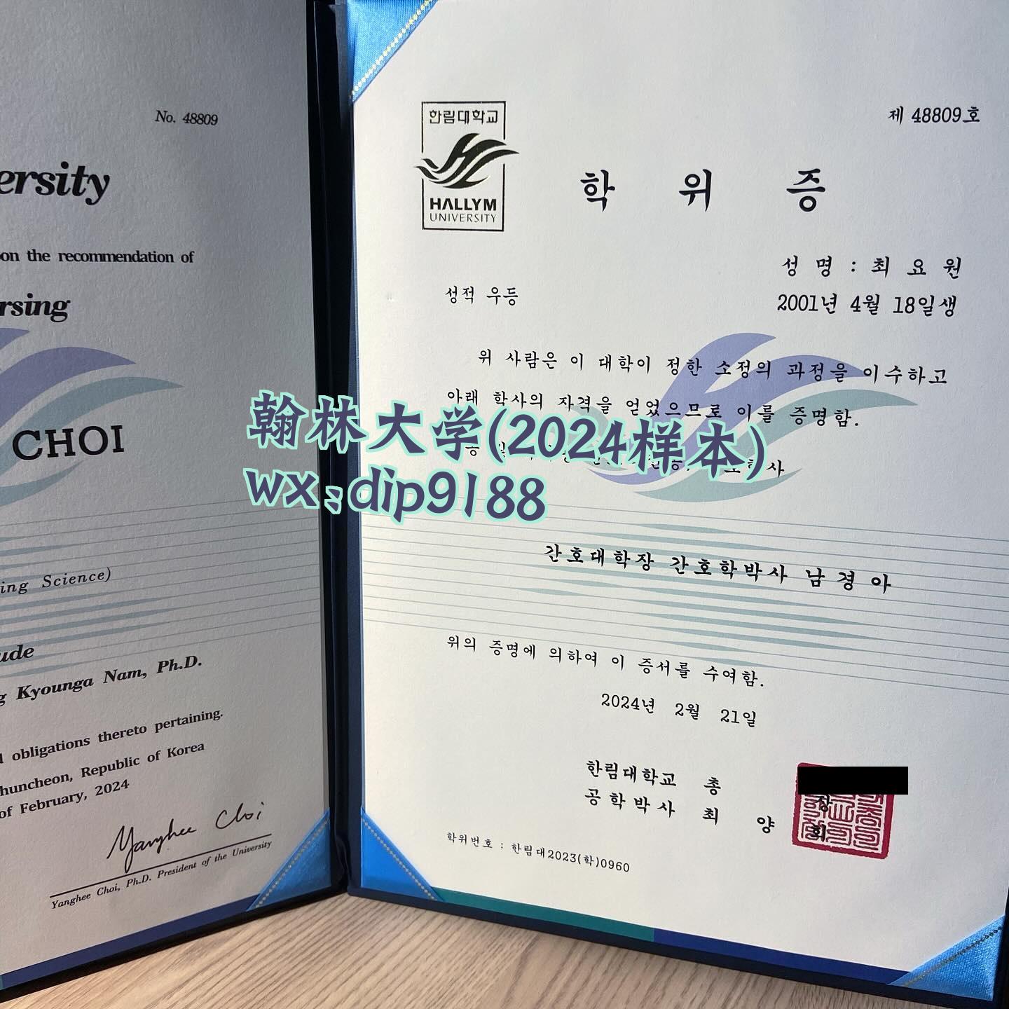 翰林大学学历2024毕业证样本图