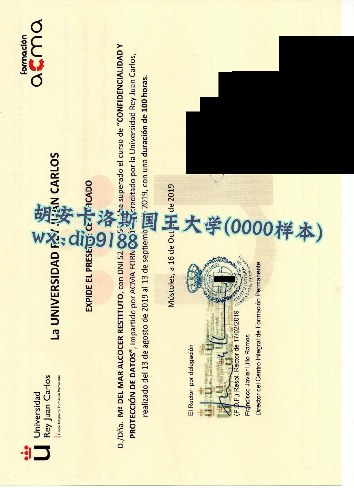 胡安卡洛斯国王大学学历0000毕业证样本图