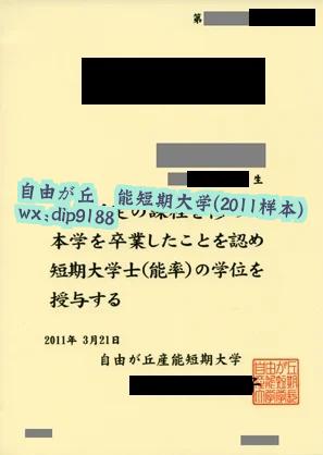 自由が丘産能短期大学学历2011毕业证样本图